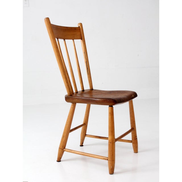 Wood Antique Plank Seat Chair For Sale - Image 7 of 12