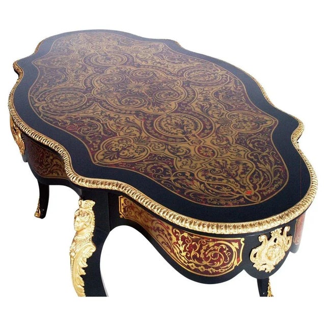 Venetian Country Villa Baroque Boulle Dining Table and Chairs, France, 1880s, Set of 5, in Very Good conditions. Designed...