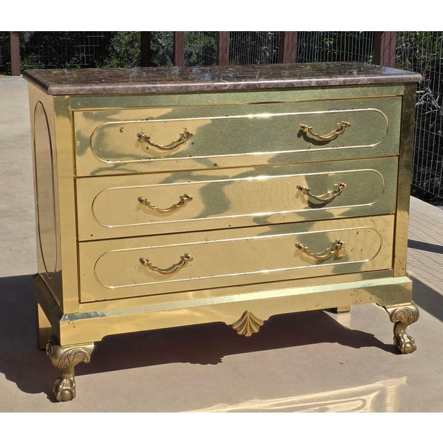 Brass Clad Dresser With Marble Top by Harden Furniture Company For Sale - Image 15 of 18
