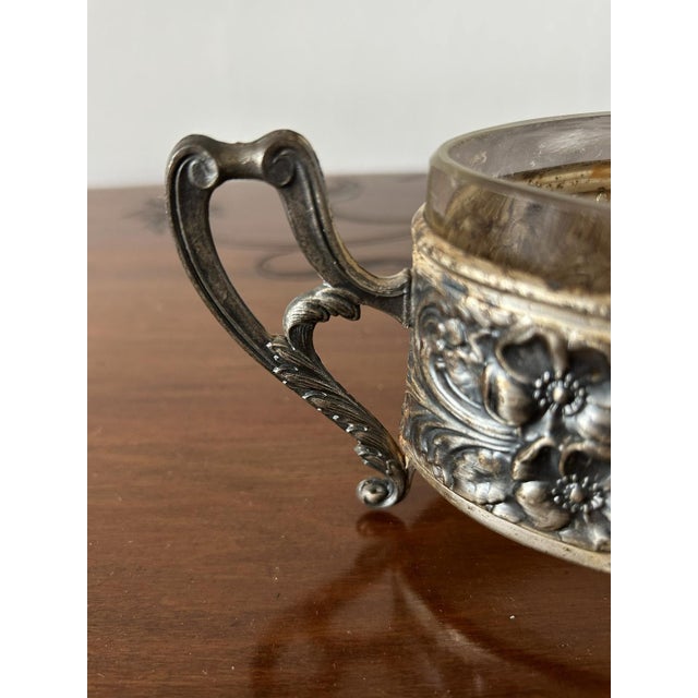 Metal Small Art Nouveau Jardinière with Original Glass, 1890s For Sale - Image 7 of 14