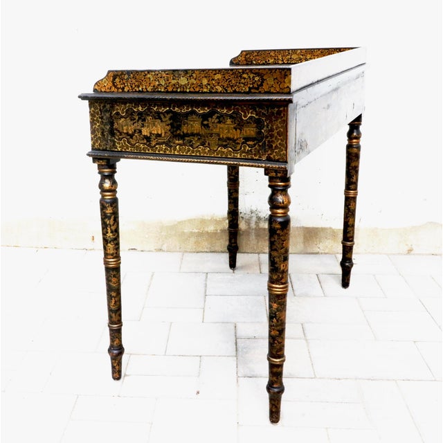 Anglo-Chinese Rarity: Early 19th-Century Chinese Export Black Lacquer Writing Desk, Canton, Circa 1820 For Sale - Image 18 of 18