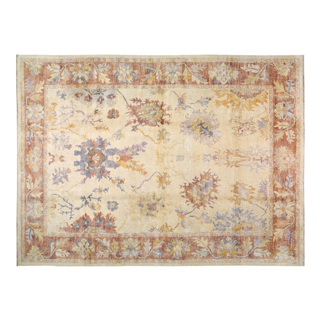 Contemporary Oushak Hand Knotted Wool Rug,10'X13'6" For Sale