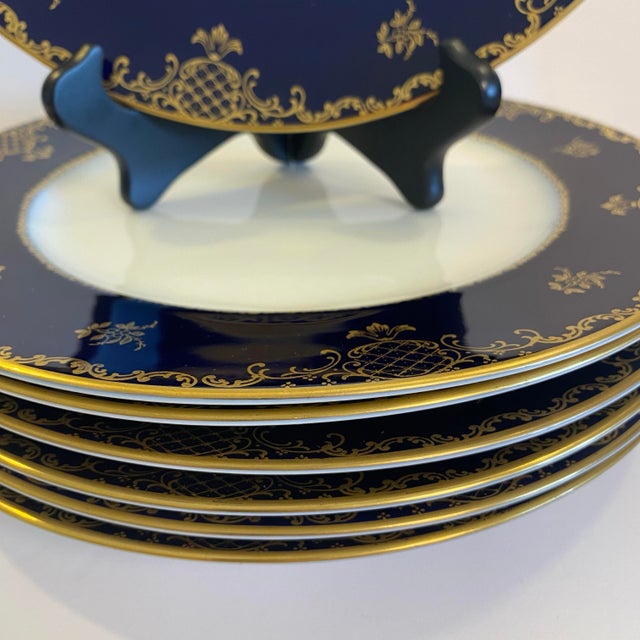 Vintage 1970s–1980s Rosenthal Continental “Charlemagne” Cobalt & Gilt Dinner Plates – Set of 7 For Sale In Richmond - Image 6 of 8
