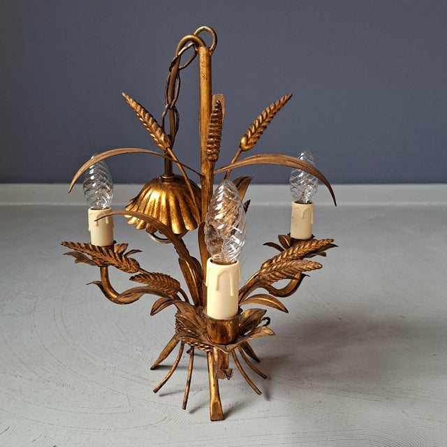 Hollywood Regency Wheat Sheaf Chandelier, 1960s For Sale - Image 3 of 6