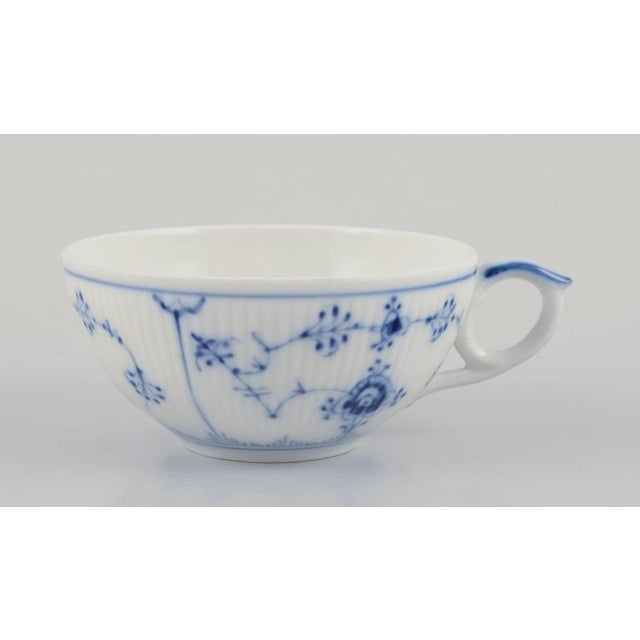 Blue Fluted Plain Tea Cups with Saucers from Royal Copenhagen, 1970s, Set of 6 For Sale - Image 3 of 9
