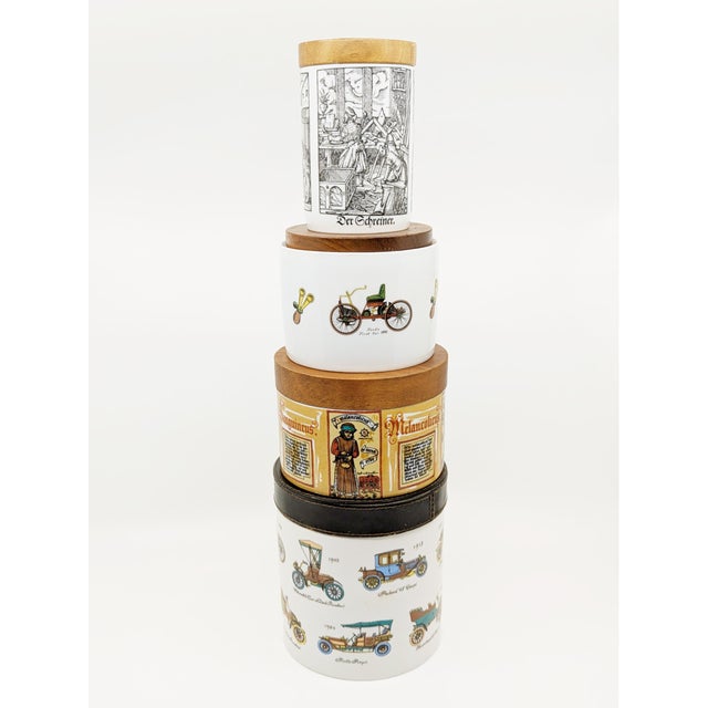 Ceramic, Wood & Leather Decorative Boxes, 1960s, Set of 4 For Sale - Image 16 of 18