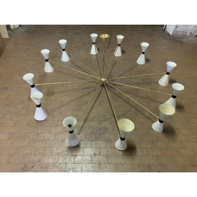 12-Arm Chandelier from Stilnovo, Milan, Italy, 1950s For Sale - Image 12 of 13