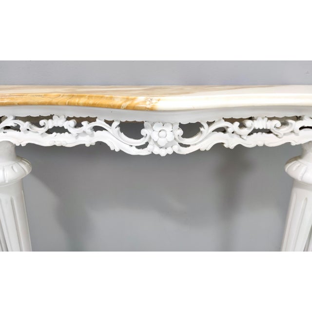 Vintage White Lacquered Beech Console with Yellow Marble Top For Sale - Image 9 of 12
