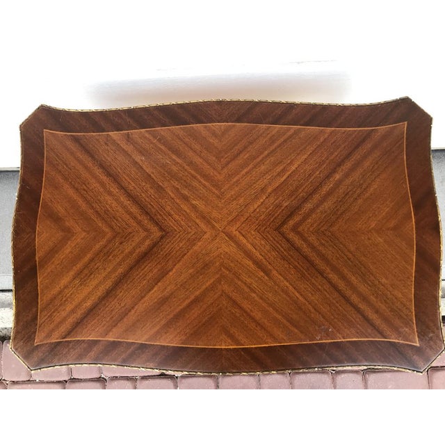 Walnut Table with Brass Appliqués, 1970s, 1960s For Sale - Image 18 of 18