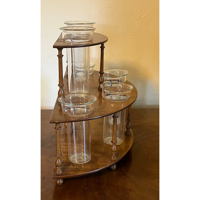 English Tiger Maple Two Tier Flower Holder Bud Vase Frog For Sale - Image 15 of 18