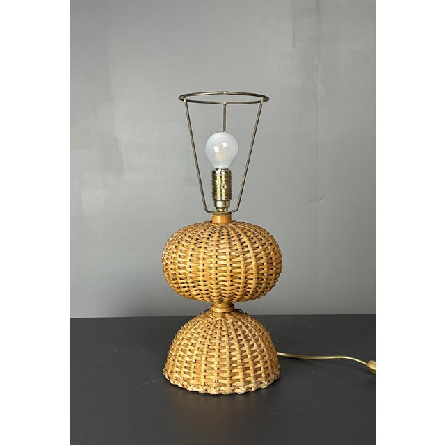 Mid-Century French Rattan Wicker Mushroom Table Lamp, 1960s For Sale - Image 13 of 14