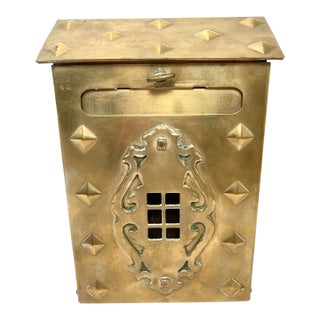 Antique Vintage Solid Brass Mailbox: Wallmount Letterbox For Sale