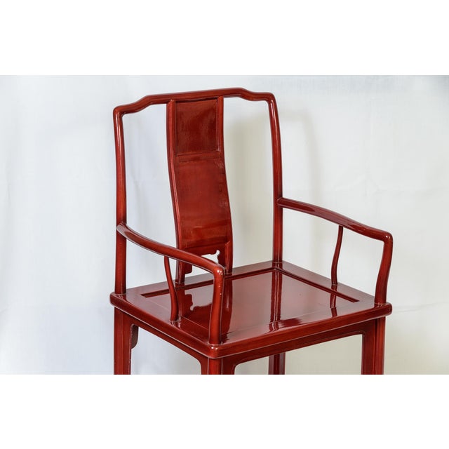Set of 4 Ming Style Dinning Chairs in Red Lacquer For Sale In West Palm - Image 6 of 11