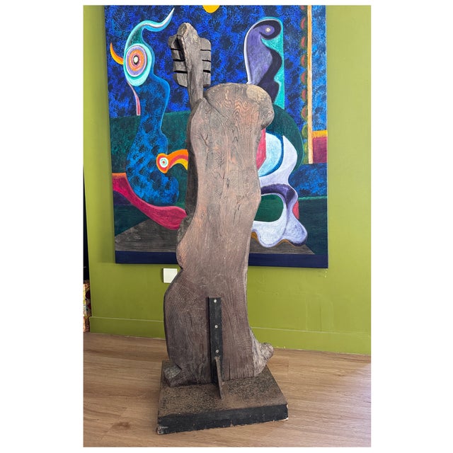 Nicole Bridier, The Zézé Player, Direct-Carved Sculpture, 1992–93, 147CM Tall For Sale - Image 3 of 10