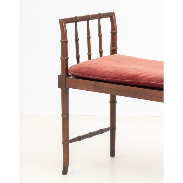 Faux Bamboo Walnut Window Seat For Sale - Image 4 of 7