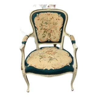 20th Century Needlepoint French Style Armchair For Sale