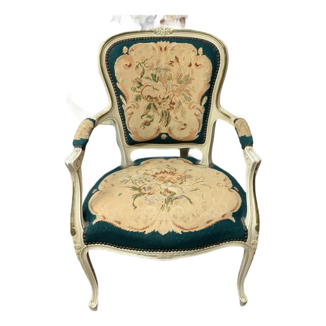 20th Century Needlepoint French Style Armchair For Sale