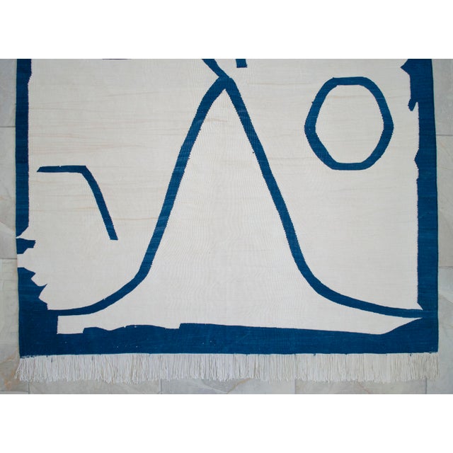 Paul Klee -Letter Ghost Inspired Silk Hand Woven Area Kilim Wall Rug 4′2″ × 6′6″ For Sale - Image 13 of 16