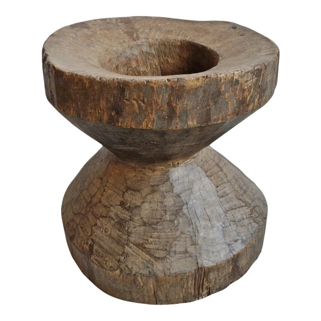 Vintage Naga Wood Rustic Organic Modern Pestle Pot For Sale