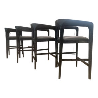 Interlude Home Kendra Counter Stool Charcoal Gray Cerused For Sale