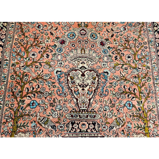 Early 20th Century Antique Turkish Hereke Silk Rug, Tree of Life Design, Handwoven, 1900s, 3' x 4' For Sale - Image 5 of 18