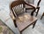 The product is a set of 5 antique walnut court lawyers desk chairs from the 1920s-194Os, featuring good bones in need of...