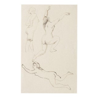 Unknown, Nude Drawing, Mid-20th Century, Pen on Paper For Sale