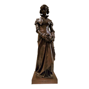 Early 19th Century Eugène-Antoine Aizelin "Marguerite” Woman Statue Bronze Sculpture