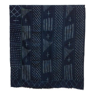 Deep Blue Indigo Mud Cloth Throw For Sale
