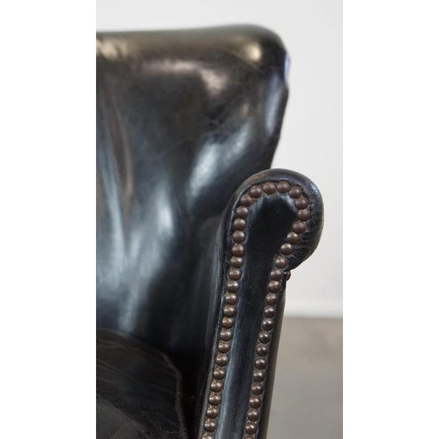 Set of Black Armchairs with Reversible Kilim Seat Cushion For Sale - Image 14 of 18