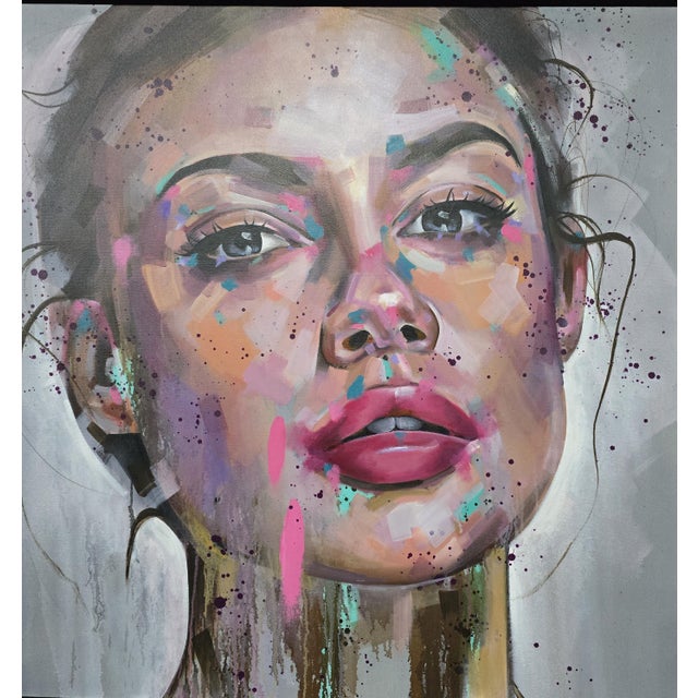 Richard Parker, contemporary British artist, 'Vivacious' modern style portrait, signed and dated to the back 2023,...