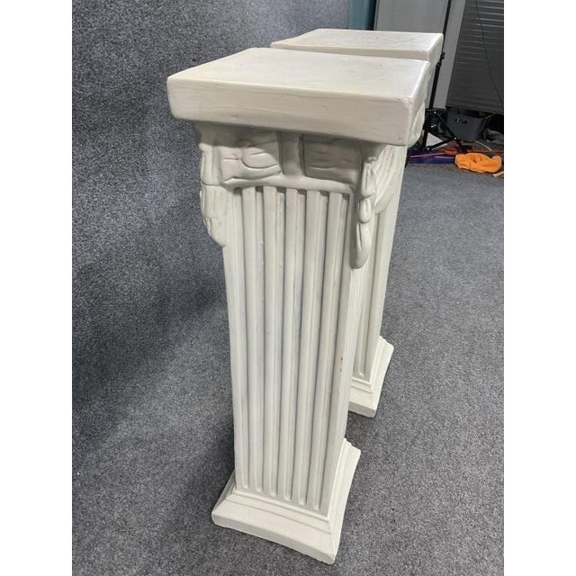 Neoclassical Antique Neoclassical Column Pillar Pedestals, Grecian Roman Style, Pair For Sale - Image 3 of 3