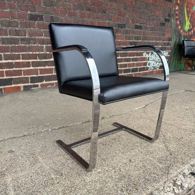 Ludwig Mies van der Rohe Set of 8 Gordon International Ludwig Mies Van Der Rohe Style Armchairs Black Leather For Sale - Image 4 of 12