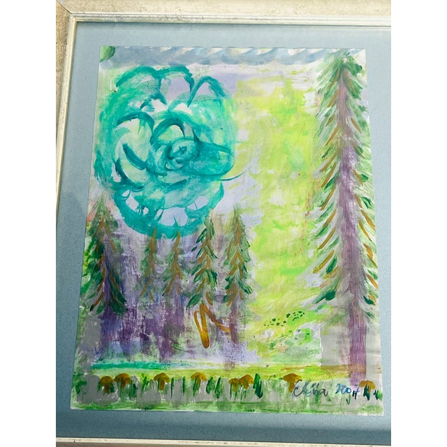 2000 - 2009 Contemporary Abstract Small Painting Magic Forrest by Elia For Sale - Image 5 of 5