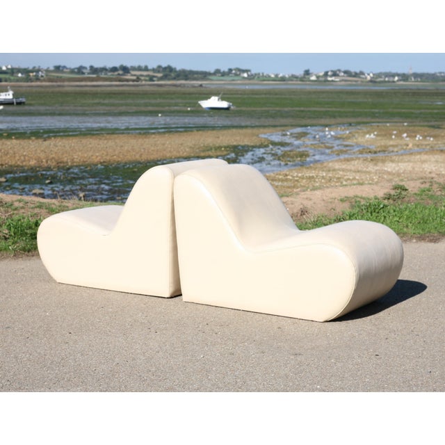 Vintage Faux Leather Lounge Chairs, 1970s, Set of 2 For Sale - Image 6 of 18