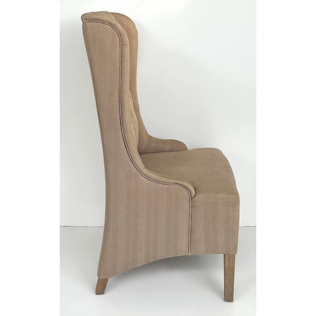 Wood Late 20th Century Decorator's High Back Tufted Wing Chairs in Need of New Upholstery- a Pair For Sale - Image 7 of 9