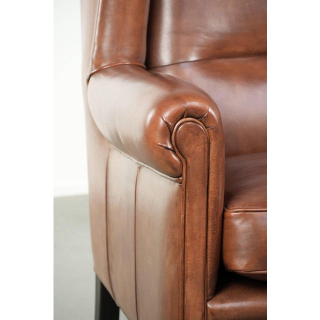 Large Wing Chair in Sheepskin Leather For Sale - Image 11 of 15