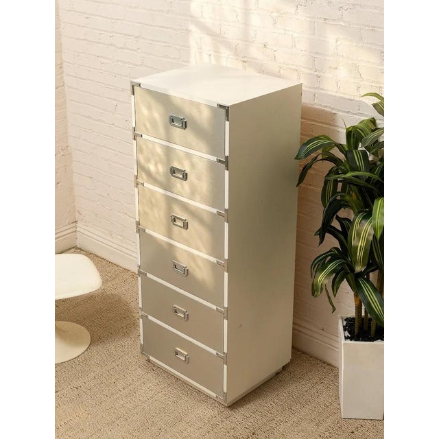 Mid 20th Century Mod Space Age Six-Drawer Metal Highboy Dresser For Sale - Image 4 of 12