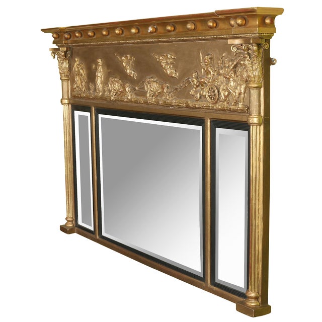 English Giltwood English Regency Mirror With Neoclassical Scene For Sale - Image 3 of 4