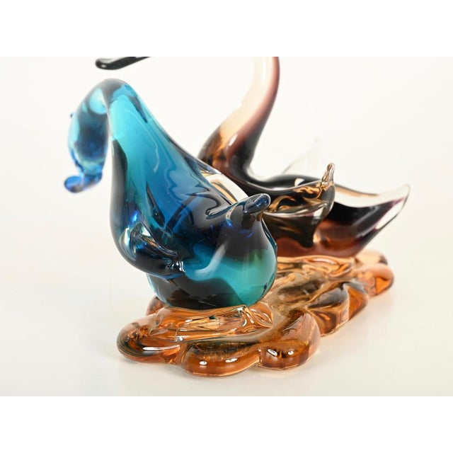 Vintage Sommerso Blown Glass Swan Sculpture by Seguso Vetri d'Arte, Italy, 1960s For Sale - Image 6 of 13