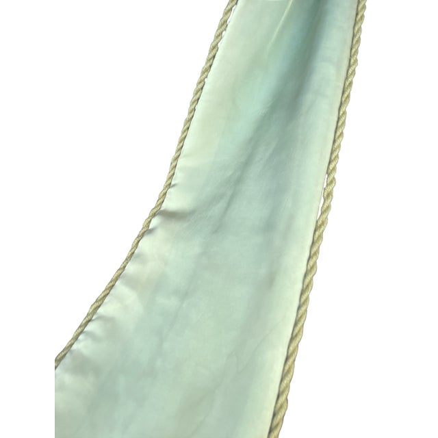 1940s Vintage Celadon Green Floral Needlepoint Bell Pull With Tassel 70" Long For Sale - Image 5 of 5