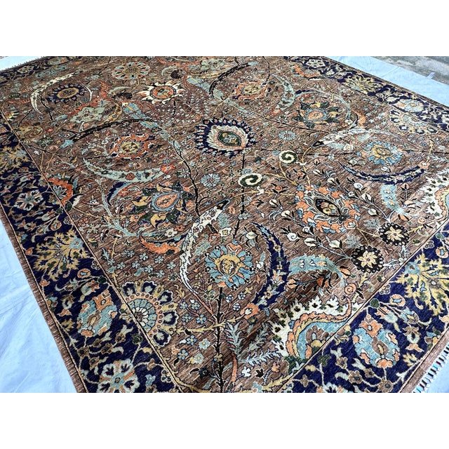 Islamic Hand-Knotted Afghan Isfahan Shah Abbasi Wool Area Rug - 9'1" X 12'2" For Sale - Image 3 of 15