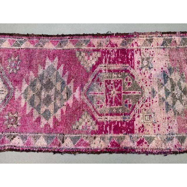 Vintage Turkish Tribal Runner Rug in Wool For Sale - Image 3 of 11