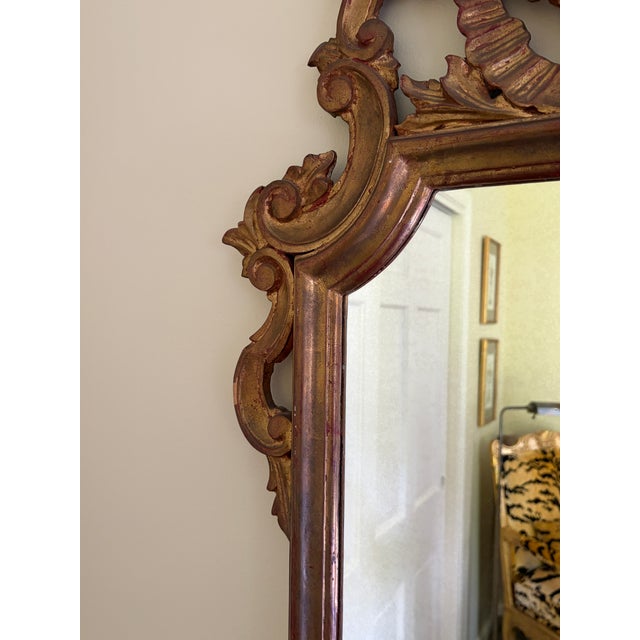 Antique Italian Rococo Giltwood Mirror With Exceptional Carved Crest, 19th Century For Sale - Image 9 of 15