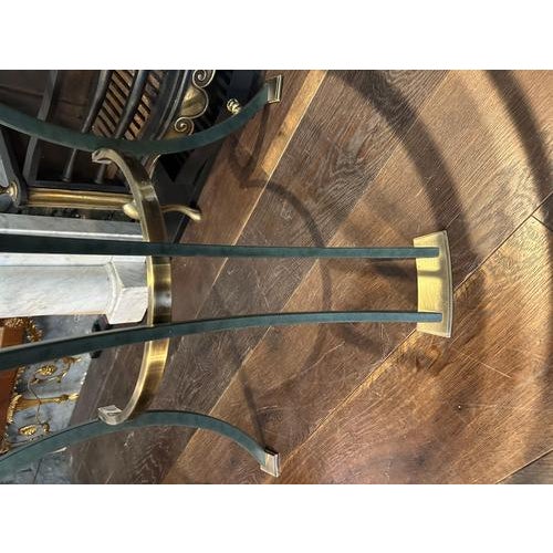 Metal Italian Brass and Patinated Verdigris Bronze Demi-Lune Console Tables, 1980, Set of 2 For Sale - Image 7 of 16