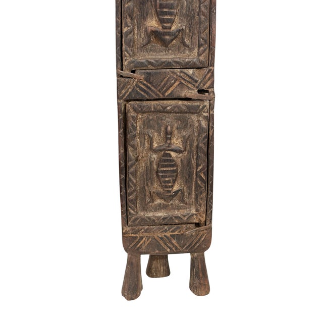 African Vintage Unique Dogon Hand Carved Wooden Box Mali 18.5" H For Sale - Image 3 of 7