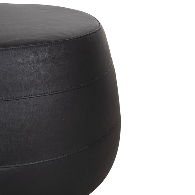 Leather Middle Bob Ottoman in Brown Grey from Signet For Sale - Image 5 of 11