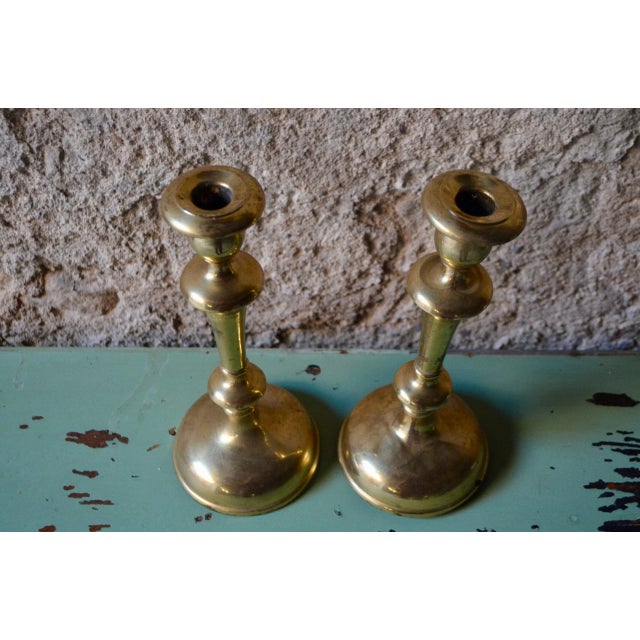 1940s Golden Metal Candleholders, 1940s, Set of 2 For Sale - Image 5 of 8