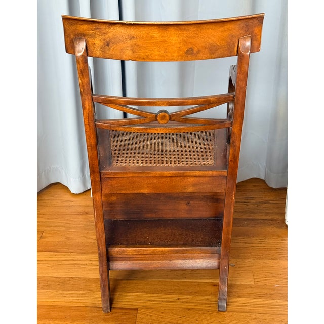 1980s Regency Mahogany and Cane Metamorphic Chair to Steps For Sale - Image 4 of 16