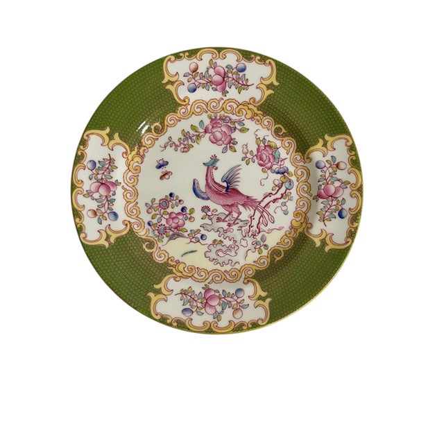 Chinoiserie Pair Vintage Minton Cockatrice Green Salad Plates For Sale - Image 3 of 11